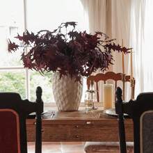 Artificial Fall Coral Leaves Stems 8 PCS, Fall Decorations For Indoor Outdoor Halloween Than1ks 1giving Farmhouse Arrangement Decorations For Front Door Wedding Centerpieces In Autumn - 珊瑚葉(勃根地) - 查看 5