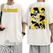 Blue Lock Anime Manga Sports Fiction Soccer Geek Unisex T-Shirt For Men And Women, 100% Cotton, Premium Streetwear, New Release, Immediate Shipping, Various Colors!! Plus Size - 白色 - 查看 2