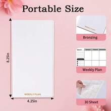 Travelers Notebook Inserts,Undated Weekly Planner,Weekly To Do List Notepad,30 Sheets,8.25\ X 4.25\,Travelers Notebook Refills For Journals,Dis,Planners - Refills-weeklyplan - View 3