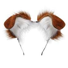 Dog Ears Headband Puppy Ears Hair Hoop Bendable Animal Ears Cosplay Headwear Costume Party Hair Accessories - 棕色 - 查看 1