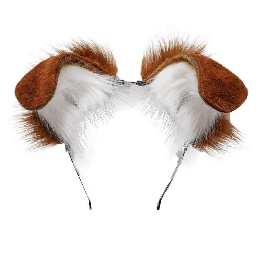 Dog Ears Headband Puppy Ears Hair Hoop Bendable Animal Ears Cosplay Headwear Costume Party Hair Accessories - 棕色 - 查看 1