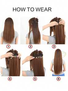 24 Inch/40 Inch Women'S Straight Clip-In Hair Extensions Bundles, 5 Clip Shaped Design, All-In-One Hair-Volume Synthetic Wig, Easy To Use, Suitable For All Hair Types, Natural Results - Black - View 10