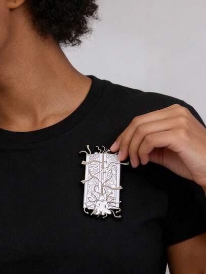 1PC Black White Dark Style Book Enamel Pin Retro Line Art Decor Brooch Lapel Backpack Badge Jewelry Accessories Gift For Friends