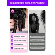 ZHENDEFA 3-In-1 Seamless Reversible Burmese Curly Half Wig, Real Human Hair, Glueless Half Wig With Drawstring, Women's Real Hair, Glueless & Lace-Free Wig, Spiral Curled Ends - SNatural - View 7