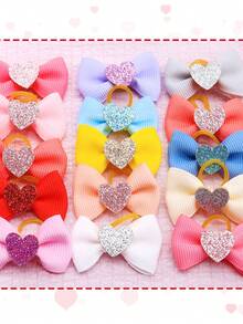 10/30pcs Shiny Heart Pet Bow Hair Accessories, Cat Dog Decorative Supplies, Happy Puppy Decor, Dog Accessories, Colorful Cute Cat Dog Headpieces, Suitable For Daily Wear, Valentine's Day, Holiday Parties - Multicolor - View 6