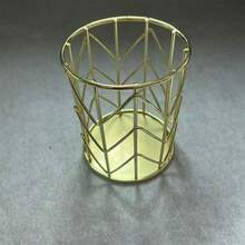 1pc V-Shaped Golden Pen Holder/Desk Organizer Box, Multifunctional, Diverse Styles. Golden Nordic Style Cosmetic Storage Box. - Multicolor - View 7