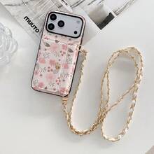 1pc Elegant Floral Pattern Card Holder Crossbody Wallet Phone Case Compatible With IPhone 17, 16, 16e, 15, 14 Plus, 13, 12, 11 Pro Max, PU Leather Protective Cover - 10 - View 9