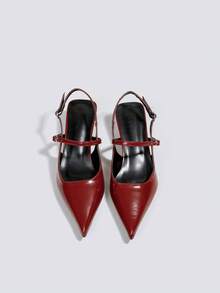 Women's 5cm Red Kitten Heel Sandals Open Toe Dress Pumps Party High Heels Wedding Shoes Backless Slip-On High Heel Sandals - Burgundy - View 2