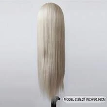 ZigZag Hair 180%密度 24英寸渐变铂金色合成蕾丝前假发，耐热纤维，13x4蕾丝 - 彩色 - 查看 5