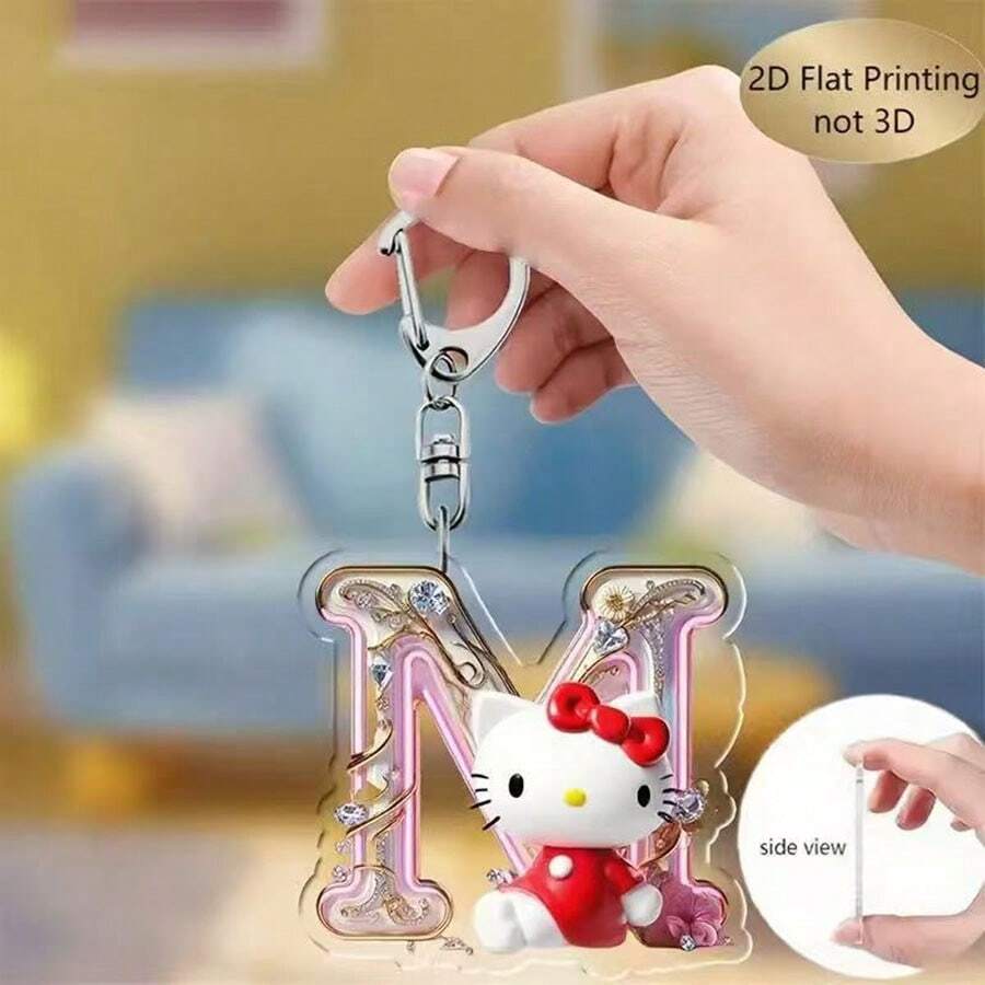 26个时尚卡通猫亚克力英文字母吊坠，适用于包包挂饰、钥匙扣，可作节日礼物、生日礼物、奖励礼物、商务礼物、促销礼物、会议礼物、福利礼物、节日礼物、表彰礼物、公关礼物等。