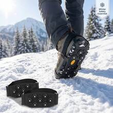 1Pair Ice Cleats Non-Slip 7 Teeth Spikes For Shoes Universal Fit Size 30-45 Winter Walking Hiking Snow - Black - View 9