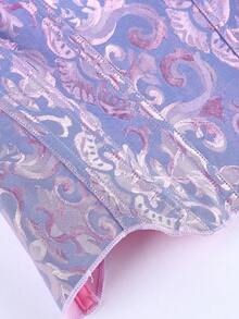 胸衣式束身胸衣，提花胸部支撑上衣，无肩带提拉设计，复古塑身衣，束腰带，下胸式束身胸衣，系带可调节 - 淡紫色 - 查看 5