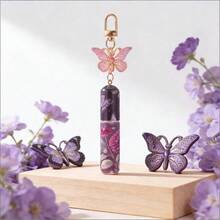 1pc Travel Perfume Spray Bottle, Perfume Bottle With 3D Butterfly Pendant,  Fragrance Empty Perfume Refillable Bottle, Suitable For Travel And Outings, Travel Essential, Back To School Perfume Bottle, Visible Liquid Window, 5ML Travel-Sized, Keychain, Bag Charm, Gifts For Women - Bướm Tím - Xem 1