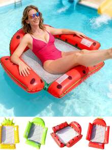 1pc Inflatable Floating Lounge Chair, Adult Summer Pool And Beach Party Floating Mat, Summer Gift, Suitable For Pool Floating, Relaxation And Entertainment, Beach Essential - Multicolor - View 1