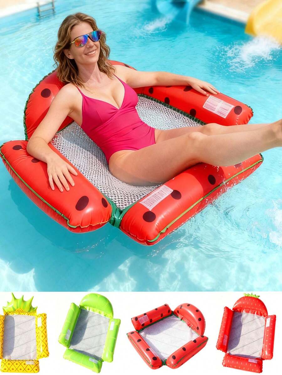 1pc Inflatable Floating Lounge Chair, Adult Summer Pool And Beach Party Floating Mat, Summer Gift, Suitable For Pool Floating, Relaxation And Entertainment, Beach Essential - Multicolor - View 1