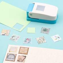 Rectangular/Square Postage Stamp Shape Craft Hole Punch, Scalloped Edge Paper Punch For Card Making, Scrapbooking, DIY, Portable Lever Action Puncher - Multicolor - View 9