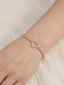 Nooxian 1件 时尚简约心形锆石可调节手链（锆石数量随机） - 金黃色 - 查看 7