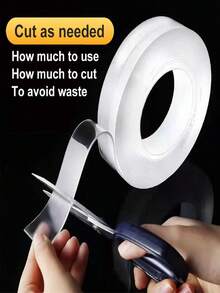 1 Roll Of Nano Gel Adhesive Tape, Transparent Removable & Reusable Double Sided Mounting Tape, No Residue Washable Strong Grip For Wall Decor, Bathroom Accessories, Kitchen Items, And Office Organization, Ideal For Renters, Home Organizers, And Damage-Free Installation On Smooth Surfaces (Limit 1 Per Order) - 方形 - 查看 4