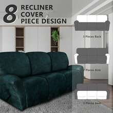 Trugenix-Recliner Sofa Covers - Leather Like Recliner Sofa Covers 3 Seater Recliner Couch Covers For 3 Cushion Couch 8 Pieces Washable Stretch Reclining Sofa Slipcovers (Brown)-GP - 02-green - 查看 11