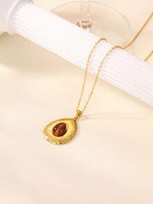 1件经典优雅水滴吊坠项链，女士首饰，18K镀金不锈钢链，日常佩戴，母亲节，情人节礼物