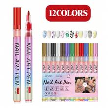 New Nail Art Marker Pens, 12 Colors/4 Colors Set, Classic Nail Art Pens, Nail Art Painting Pens, DIY Graffiti Nail Art Highlighter Outline Pens, Nail Art Markers, ABS Material, Suitable For Various Surface Painting - Multicolor - View 10