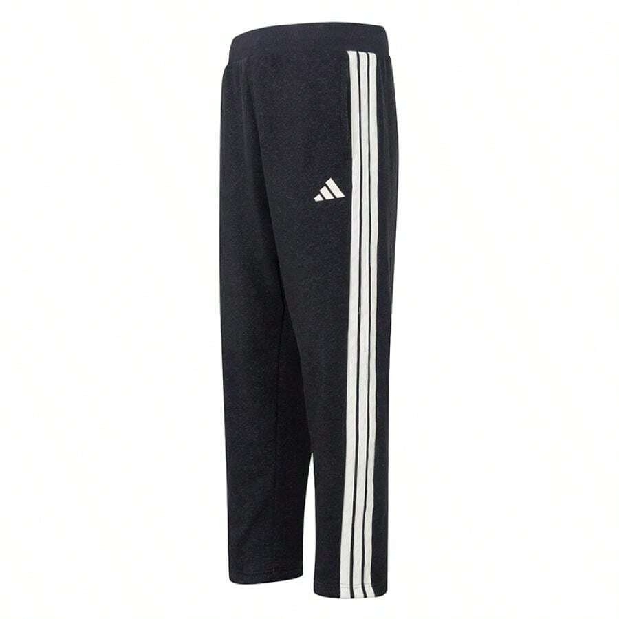 Adidas 男士针织裤，舒适经典直筒运动裤，ST 3ST DENIM PT，简约日常户外休闲裤，KR2524 - 黑色 - 查看 1