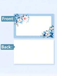 100pcs/50pcs Blue Floral Blank Greeting Cards, Blue Cards, Pocket Cards, Wallet Cards, Business Cards, White Cards, Suitable For Message Cards, Wallet Cards, Business Cards, White Cards, Perfect Gift For Teachers' Day, Valentine's Day, Wedding, Birthday, Anniversary, Holidays, Bridesmaids And More For Friends, Family And Guests - Simple And Elegant Choice - Baby Blue - View 4