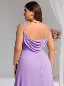 EVERPRETTY Elegant V-Neck Ruched Bust Lavender Bridesmaid Dress, Long Gown For Spring Party Wedding - Mauve Purple - View 3
