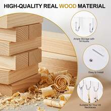 壁挂式项链挂钩 首饰展示架 木质自粘式手镯戒指收纳挂钩 - 彩色 - 查看 5