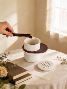 1pc Coal-Shaped Handheld Resin Incense Burner, Black And White Marble Texture, Modern Minimalist Design With Lid, Multiple Sizes, Traditional Arabic Aromatherapy Home Decor, Suitable For Home, Office, Hotel, Living Room And Holiday - Multicolor - View 5