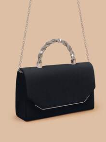 REMANLAND Luxuriöse Cord-Abendtasche, elegante Damen-Clutch mit Strass, funkelnde Diamant-Handtasche, luxuriöse Cord-Partytasche, geeignet für Abendkleider, Hochzeiten, Galas, romantische Bräute, perfekt für Partys, Zusammenkünfte und Bälle. - Schwarz - Übersicht 5