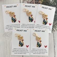 10个/5套多色可爱猫咪钥匙扣和口袋拥抱卡片钥匙圈套装，适合作为生日礼物、春季派对饰品、包包挂饰