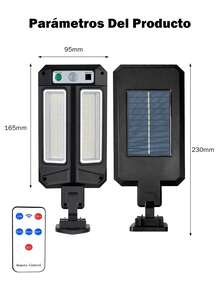 Luces solares al aire libre a prueba de agua, luces solares de la calle con sensor de movimiento,3 modos , control remoto solar de inundación luces de segurida d, lote de estacionamiento solar de iluminación comercial para Yard Camino Jardín puerta principal - 2 piezas - Ver 12