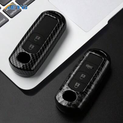 Ốp bảo vệ chìa khóa xe hơi bằng nhựa ABS vân sợi carbon, phù hợp với các dòng xe 2, 3, 6, Atenza, Axela, Demio, CX-5, CX-3, CX-7, CX-9 (các mẫu xe từ năm 2015-2019).