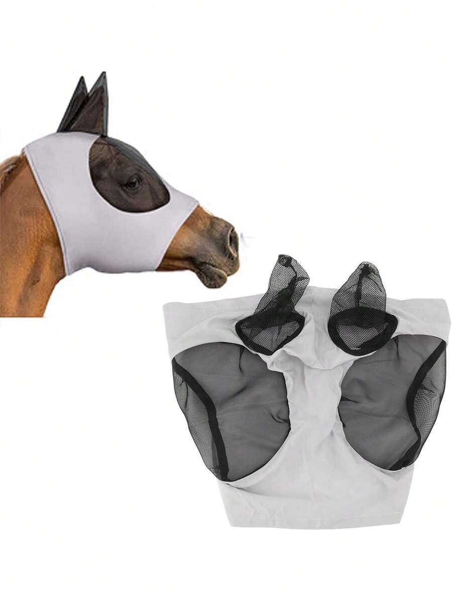 GOTOTOP Máscara de Caballo, Máscara de Malla para Moscas, Máscara Facial de Caballo Elástica Transpirable con Protección para los Oídos, Equipo Ecuestre para Montar (Gray),38912771 - Rosa Oxidada - Ver 1