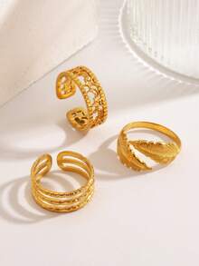 3pcs/Set Stainless Steel Fashionable Line Wing, Star, Moon Jewelry Set, Suitable For Women's Daily Wear And Party