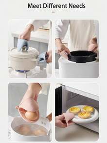 2pcs Reusable Silicone Heat Resistant Oven Gloves, Non-Slip Microwave Baking Cooking Gloves, Essential Kitchen Accessories - Multicolor - View 2