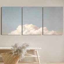 3pcs Canvas Print Decorative Painting, Vintage Sky Painting, Clouds Landscape Art, Fantasy Clouds, Minimalism, Bed Decoration, Indoor Home Wall Decoration Art, No Frame - Multicolor - View 1