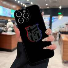 FCB Logo Inspired Phone Case Compatible With  12, 13, 14, 15 Pro,  14 Plus,  15, 16 Pro Max,  17,  17 Pro,  17 Pro Max, And  17 Air. Made Of TPU Material, Anti-Slip And Drop-Resistant, With Classic Straight Edges And A Slightly Frosted Feel. A Great Gift For Yourself, Family, Friends, Lovers, And Boyfriends. - 黑色LB33 - 查看 1