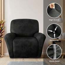 Trugenix-Recliner Sofa Covers - Leather Like Recliner Sofa Covers 3 Seater Recliner Couch Covers For 3 Cushion Couch 8 Pieces Washable Stretch Reclining Sofa Slipcovers (Brown)-GP - 02-深灰色 - 查看 5