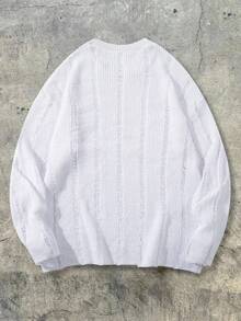 ANDREILEE Spring & Summer Hollow Breathable Knit Loose Fit Casual Sweater For Men - White - View 3