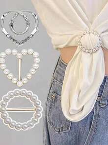 3Pcs Multi - Function Clothing Buckles, T - Shirt Waist Cincher Ring, Creative Scarf Buckle For Shirts Belts Scarves - Multicolor - View 1