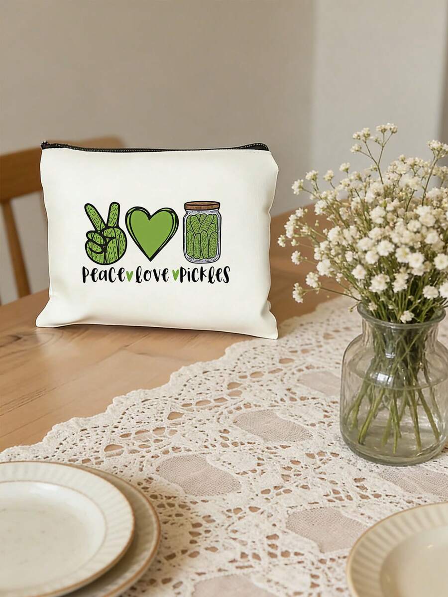 和平爱泡菜化妆旅行包，可爱泡菜球造型化妆包，饰有和平与爱图案，轻巧便携，专为热爱泡菜的女孩设计的拉链化妆包，采用防褪色涤纶拉链面料，可折叠，适合女性、女孩、姐妹、女儿使用，是生日、毕业礼物的理想之选，可折叠小巧，方便日常使用，是泡菜爱好者的完美之选。 - 彩色 - 查看 1