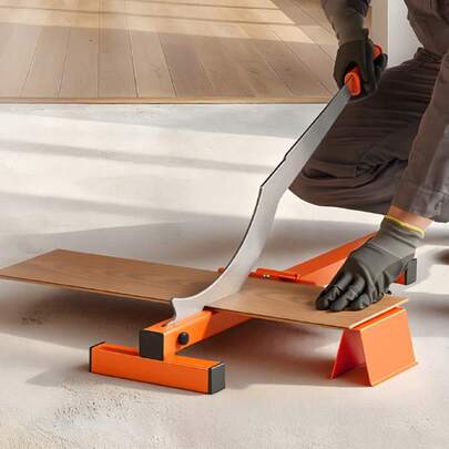 Cortador de piso de vinilo de 12 pulgadas, Cortador de piso laminado de 10 mm grueso con guía de ángulo de corte, Mango de goma, Piedra de afilamiento, Hoja de acero D2 para cortar laminado, Vinilo, Renovación del hogar