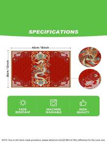 4/6pcs Chinese Dragon Pattern Chinese New Year Style Placemats, Heat Insulation Pads, Dining Table Decor, New Year Party Tableware Coasters, Modern Home Decor Linen Placemat Accessories - Multicolor - View 6