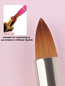 1 pieza Pincel de labios de doble punta, pincel retráctil de metal para delineador de labios, pincel corrector con tapa antipolvo, herramienta de maquillaje multifuncional - Rosa Fucsia - Ver 2