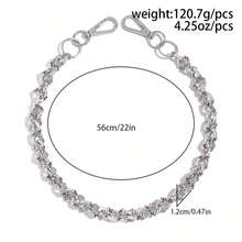 1pc Plain Rhinestone Pearl Dual Chain Punk Style Pants Chain Keychain, Waist Decor Suitable For Gifts, Parties, And Daily Wear - Bạc - Xem 10
