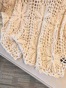 Jumpers For Women Women's Floral Openwork Round Neck Batwing Sleeve Loose Knit Top, A Knit Pullover For Spring, Summer And Autumn, Suitable For Beach Vacations And Travel - Apricot - View 5