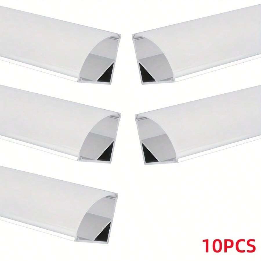 [Led Light Strip Track]10pcs V-Shaped And U-Shaped Led Light Strip Track Systems | 3.3-Foot Right-Angled Triangular Aluminum Profiles,  Lens Caps, Black Extruded Housing Tracks, For Light Strips - Including Mounting Brackets And Screws - Silvery-v - View 1