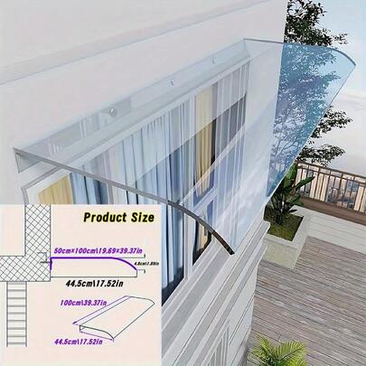 Durable Clear Plastic Front Door Canopy - Transparent Waterproof & Snowproof Roof Awning With Invisible Design, Easy Install For Outdoor Balconies, Entryways, Patios - All-Weather Protection, UV-Resistant, Low-Maintenance (Glass-Effect Sealant Not Included) - Ideal For Homes, Offices, Retail Stores, Balcony Cover, Minimalist Design, Sleek Protection, Window Awning Exterior For Home, Window Awning Outdoor, Window Well Cover For Outside, Retractable Awning Outdoor, Awning For Outside
